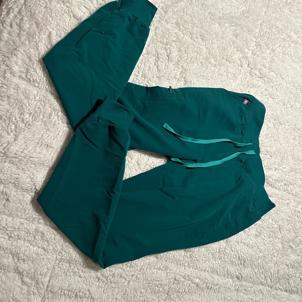Figs Zamora TALL High Waisted Hunter Green Technical Collection joggers